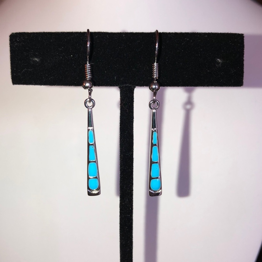 Silver Tone Turquoise Earrings